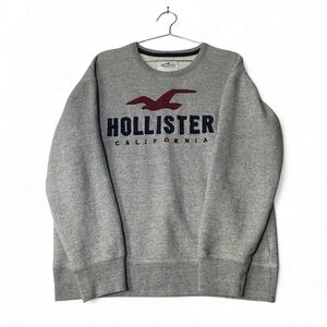 Hollister Gray Crewneck Sweater with Maroon Logo